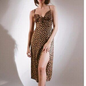 UO Mariah Lace Up Midi Slip Dress Hearts NWT